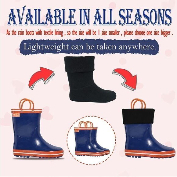 NWT NEBSDLR Kids Rain Boots for Toddlers, Lightweight Waterproof Rainboots - Picture 3 of 10